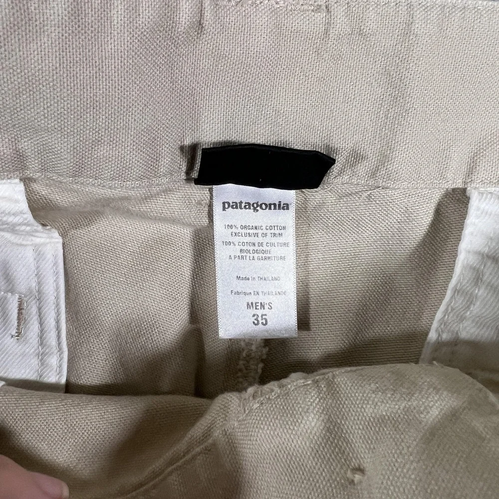 Patagonia Pants Mens 35 Khaki Canvas Hiking Organic‎ Cotton Straight Leg Outdoor